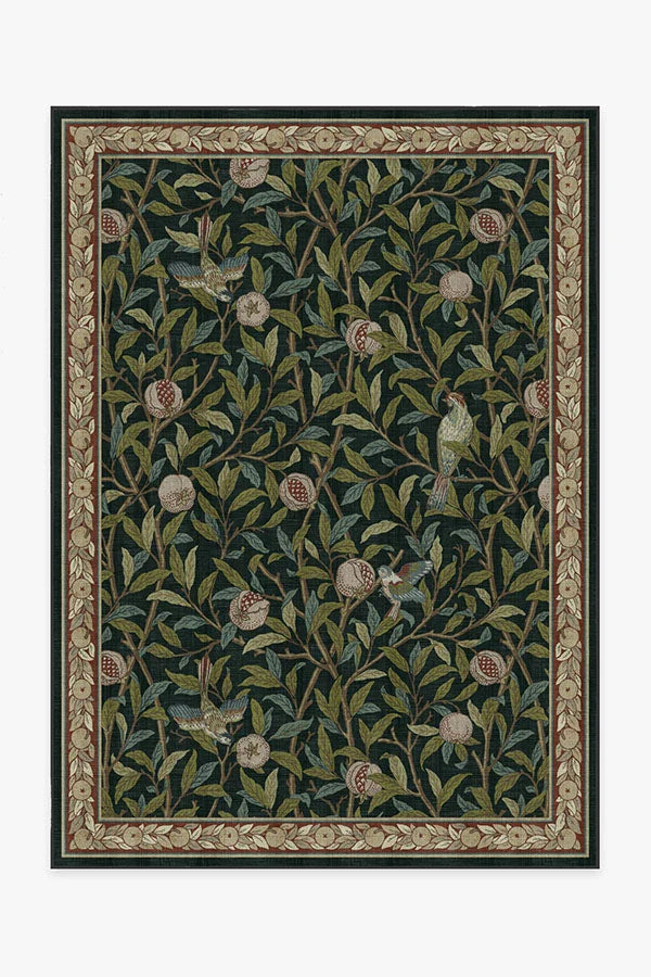 Bird & Pomegranate Teal Green Rug by Morris & Co.