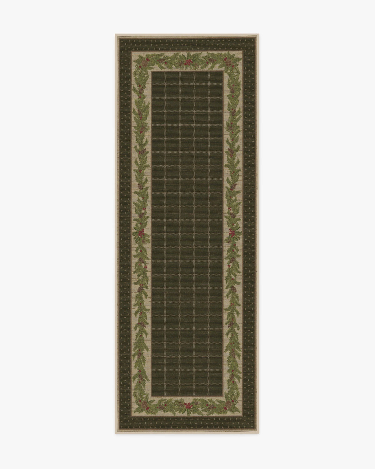 Pine Border Dark Olive Flatwoven Rug