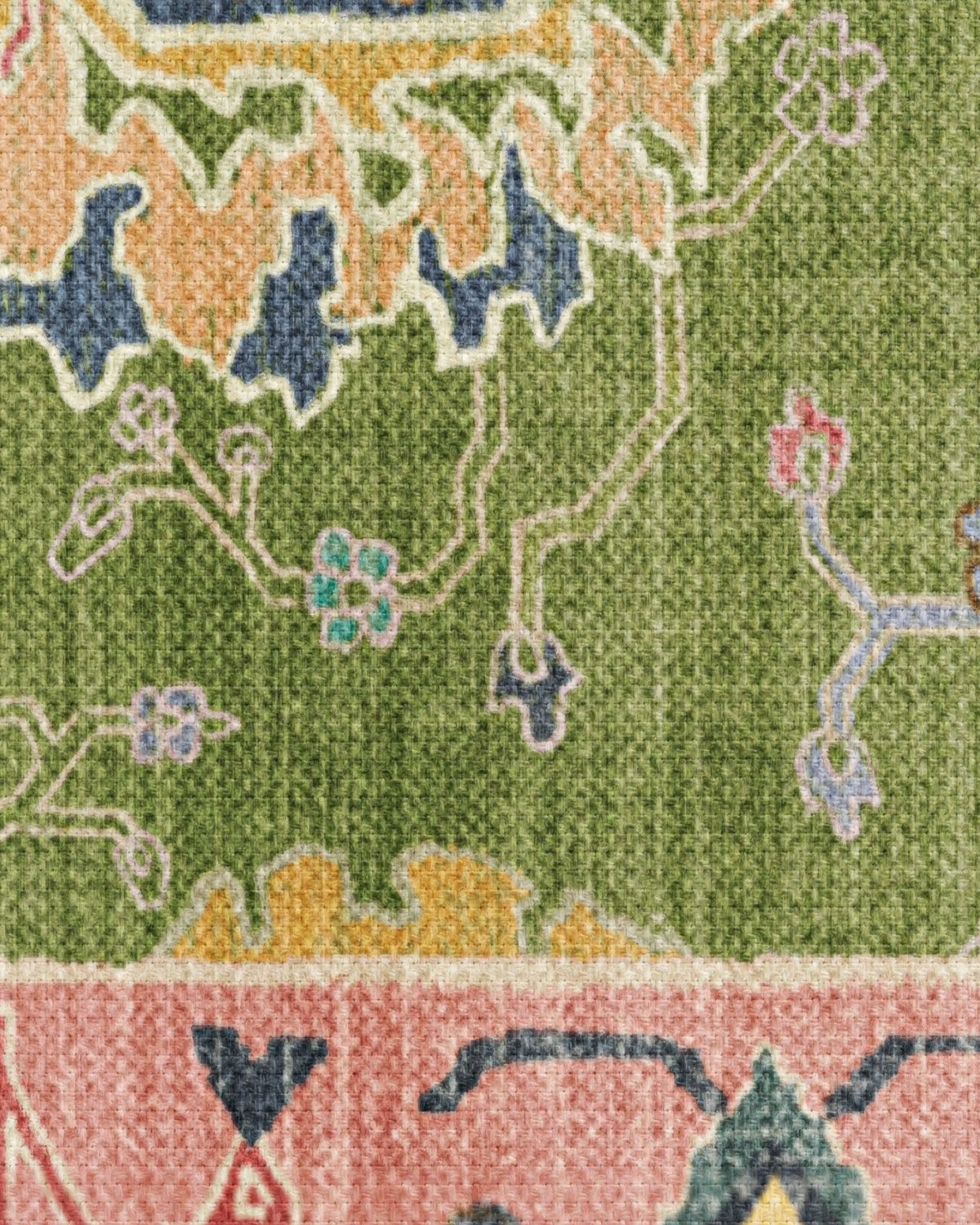 Mehr Green & Soft Pink Outdoor Rug