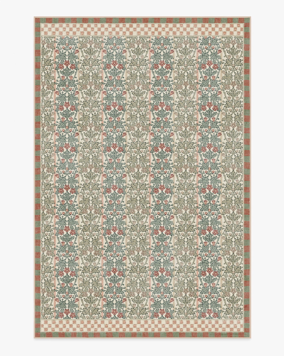 Oak & Blossom Sage & Coral Flatwoven Rug by Morris & Co.