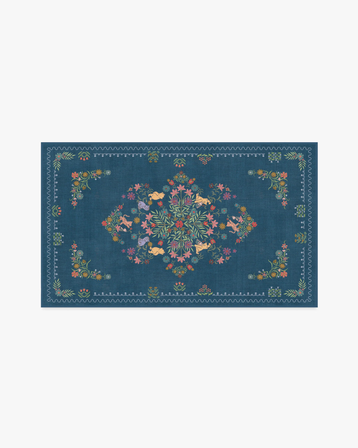 Friendship Garden Blue Multicolor Flatwoven Rug