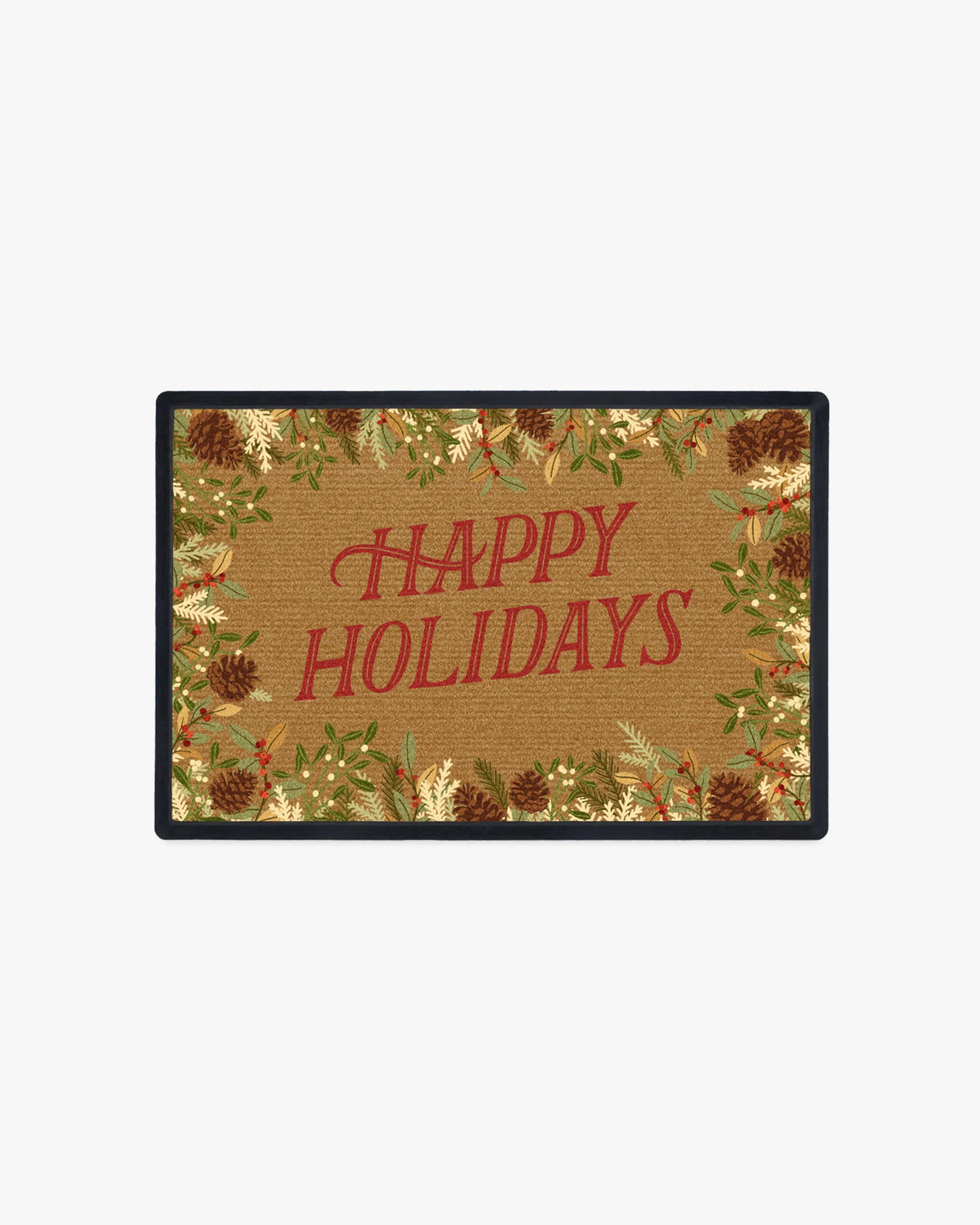 Happy Holidays Natural Doormat