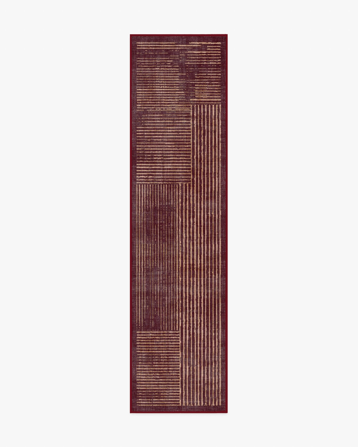 Linear Oasis Rust Red Rug