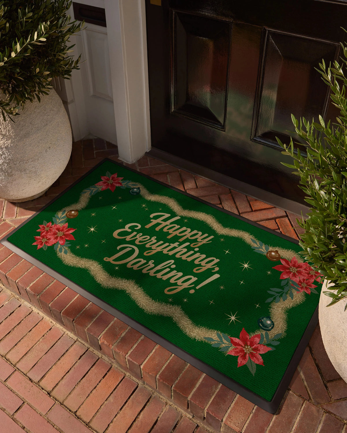 Happy Everything Green & Gold Large Doormat by The Hiltons