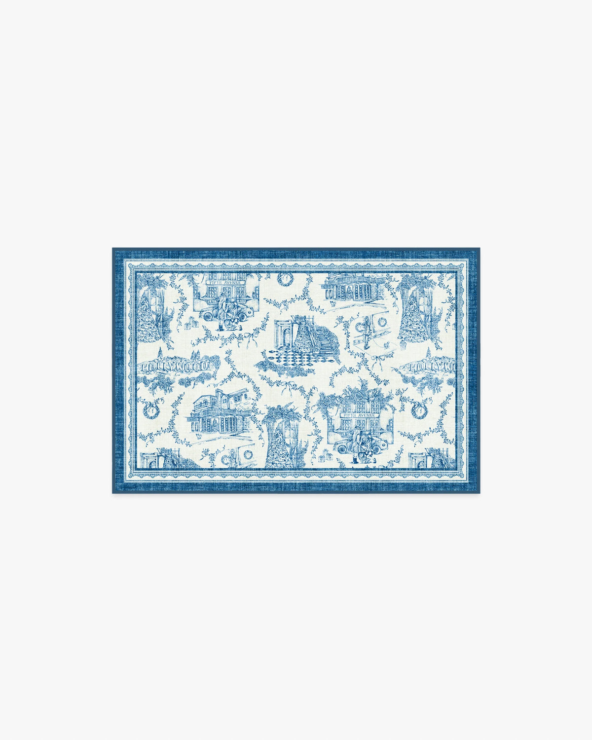 Home Sweet Home Toile Ivory & Navy Flatwoven Rug by The Hiltons