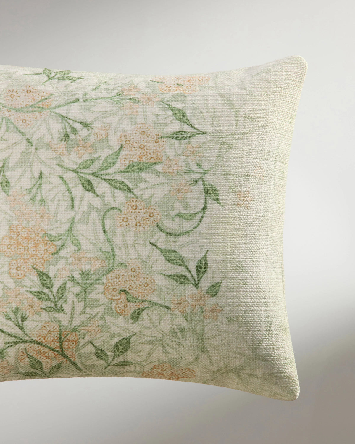 Jasmine Soft Sage Woven Lumbar Throw Pillow by Morris & Co.