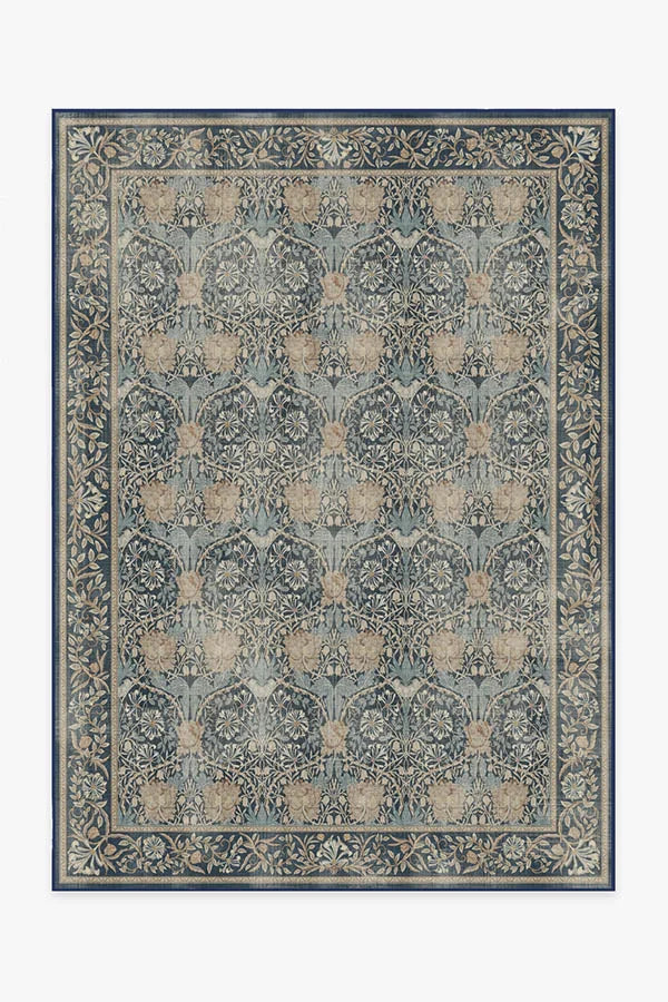 Honeysuckle & Tulip Indigo Flatwoven Rug by Morris & Co.