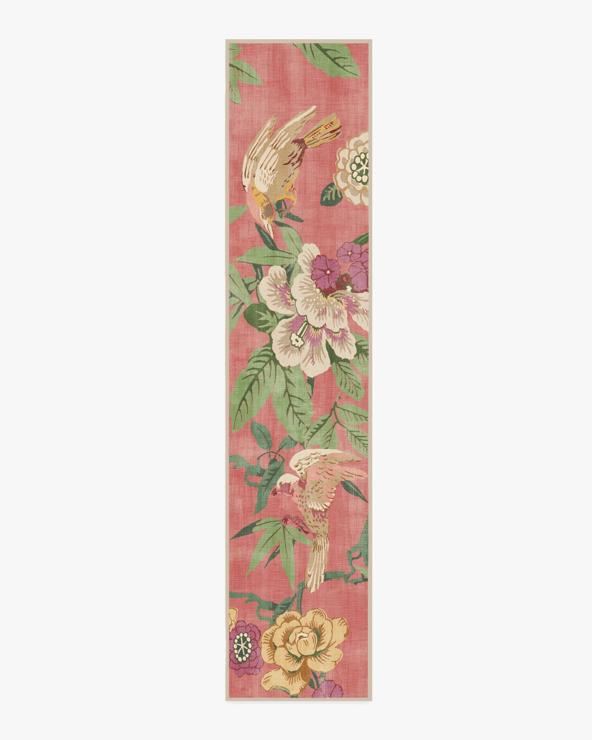 Bamboo & Bird Blossom Pink Flatwoven Rug by Sanderson