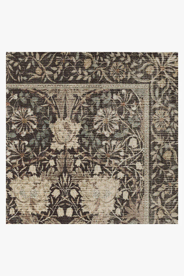Honeysuckle & Tulip Dark Wood Flatwoven Rug by Morris & Co.