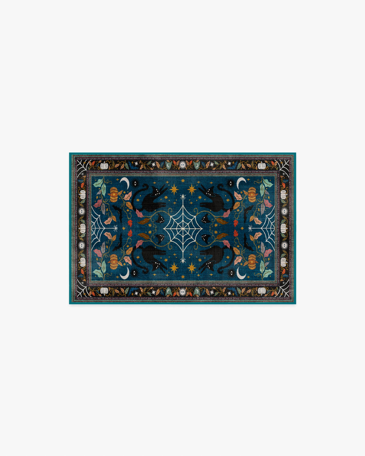 Spooky Purrsian Midnight Multicolor Rug