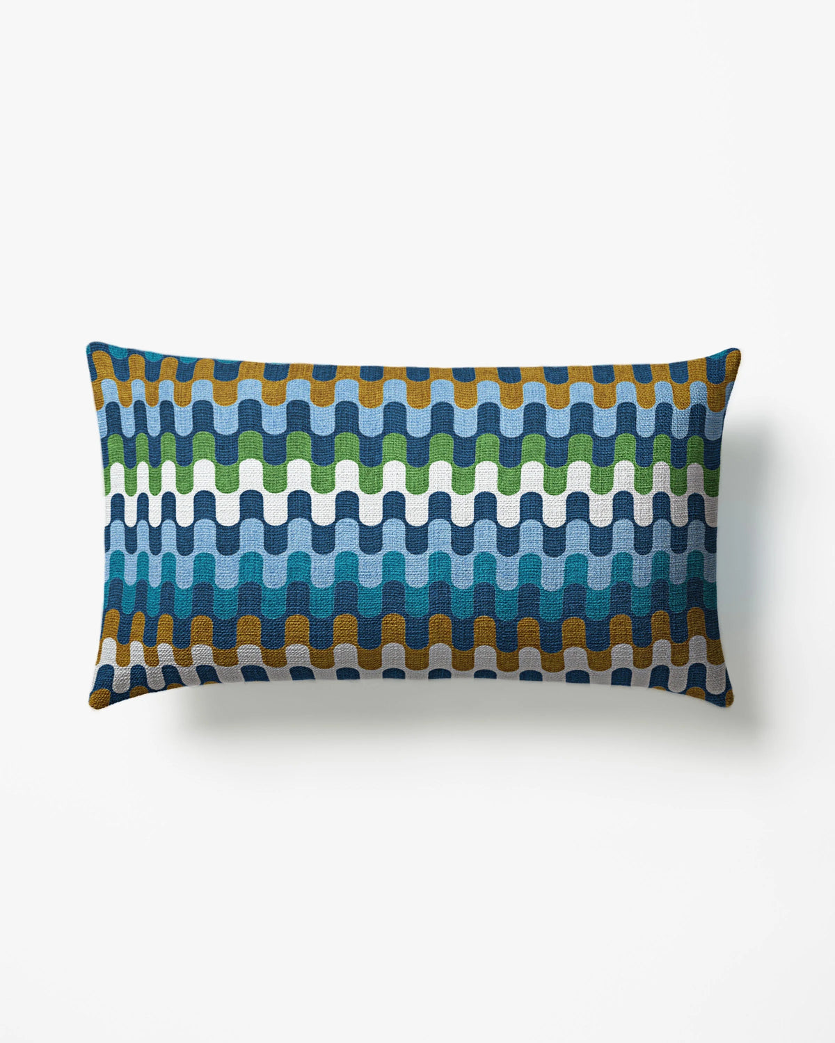 Puzzles Blue & Cognac Woven Throw Pillow by Jonathan Adler