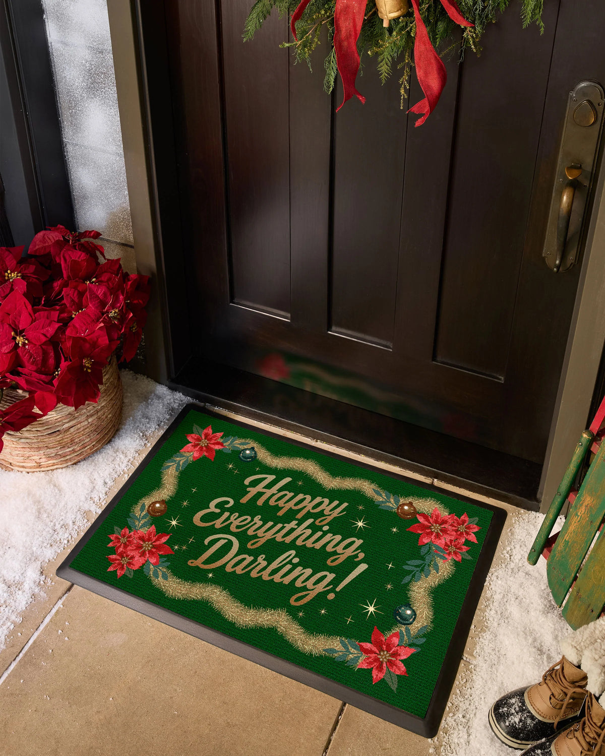 Happy Everything Green & Gold Doormat by The Hiltons