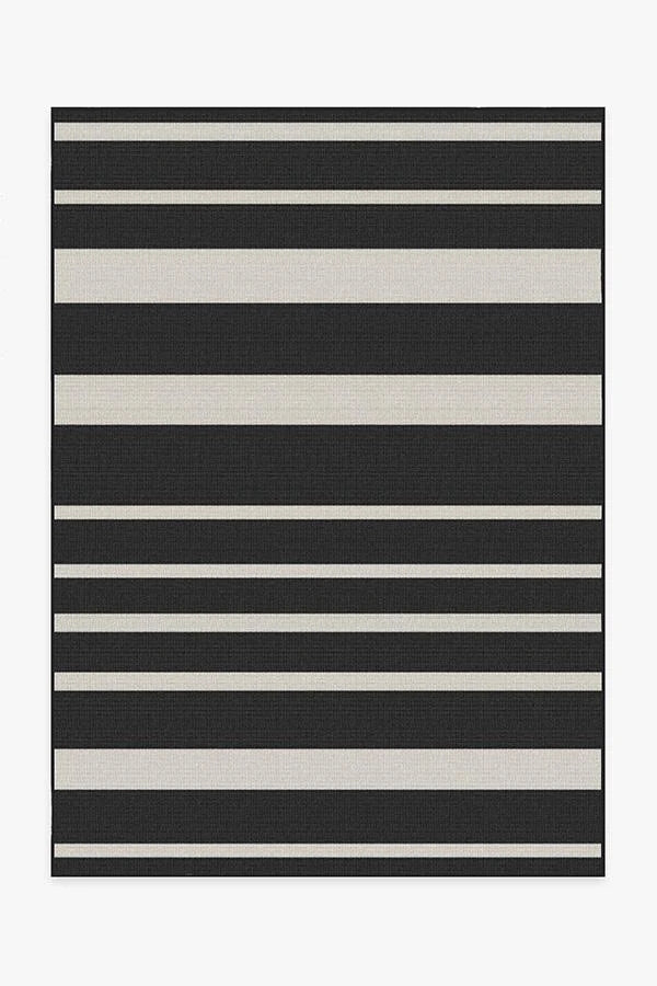 Sailmaker Stripe Black Outdoor Rug