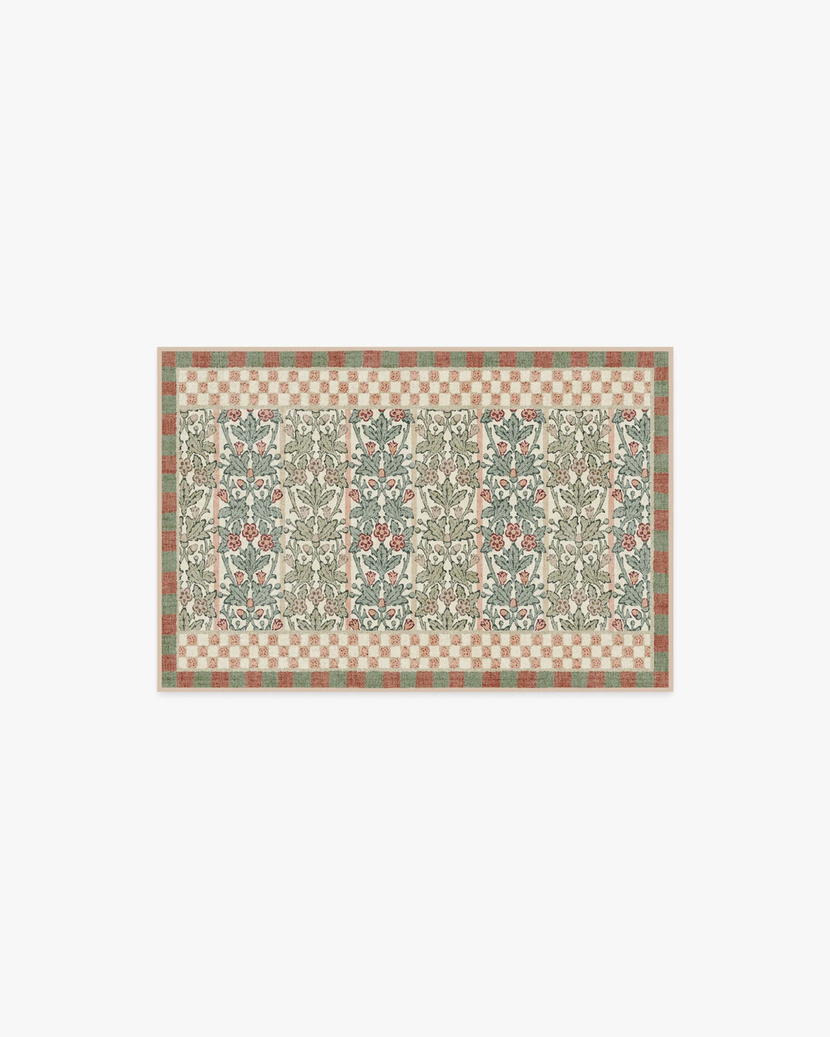 Oak & Blossom Sage & Coral Rug by Morris & Co.