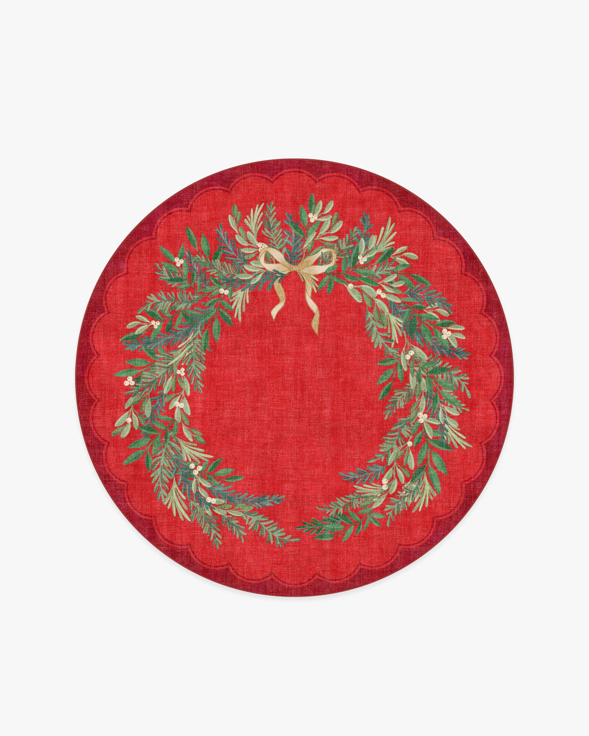 Holiday Wreath Red Rug by The Hiltons