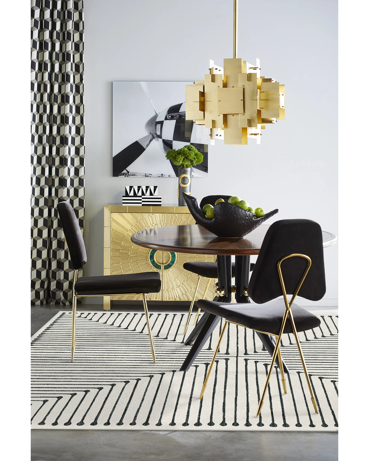 Inkdrop Black & Ivory Flatwoven Rug by Jonathan Adler