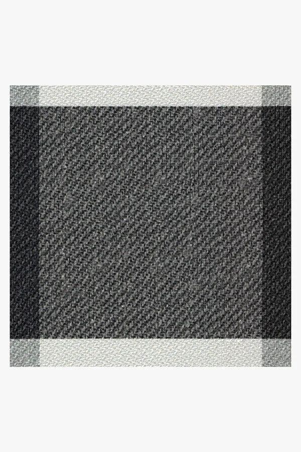 Gingham Plaid Black & White Outdoor Rug