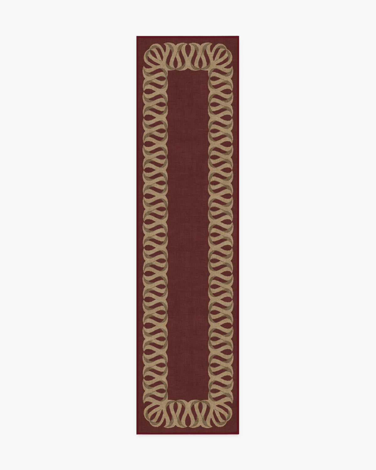 Ribbon Border Red & Natural Rug