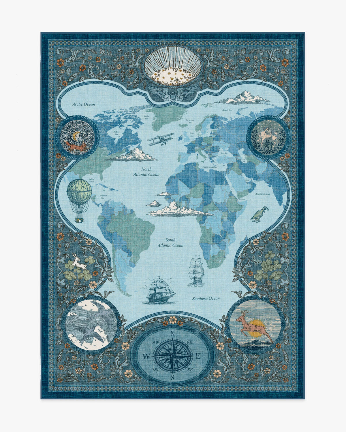 Little Explorer Blue & Grey Flatwoven Rug