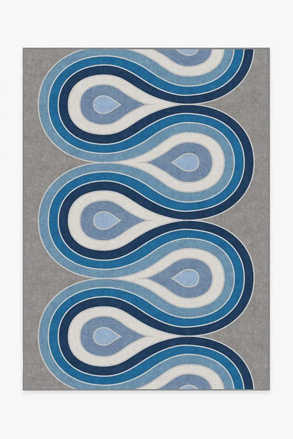 Milano Blue Steel Rug by Jonathan Adler