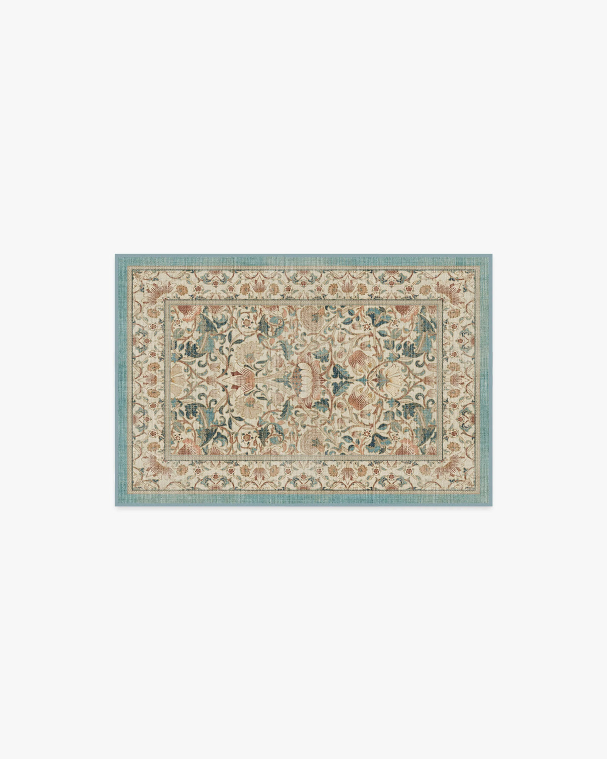 Lodden Soft Rose & Teal Rug by Morris & Co.