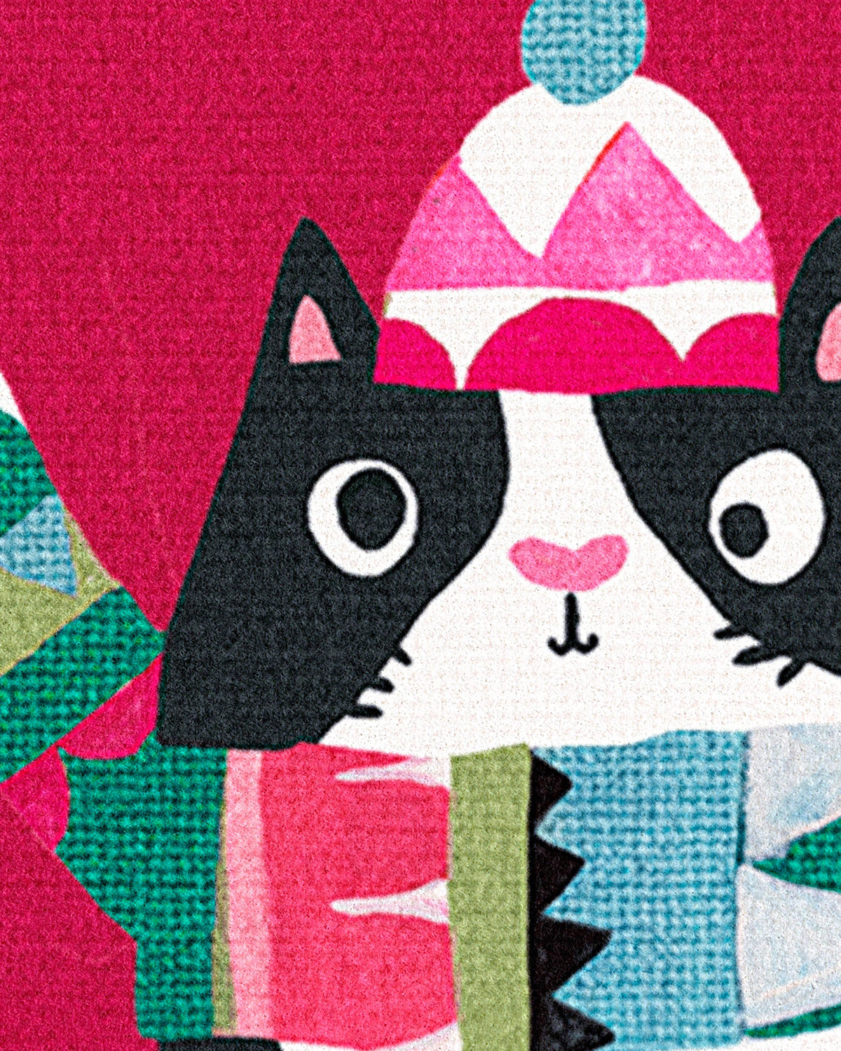 Festive Felines Red Large Doormat