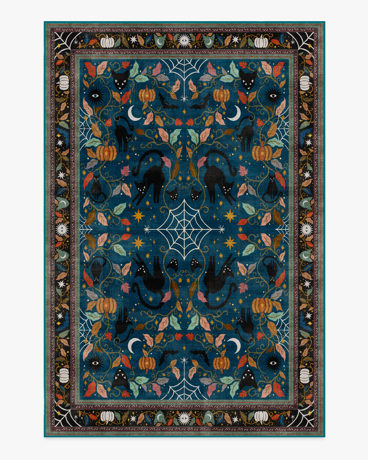 Spooky Purrsian Midnight Multicolor Flatwoven Rug