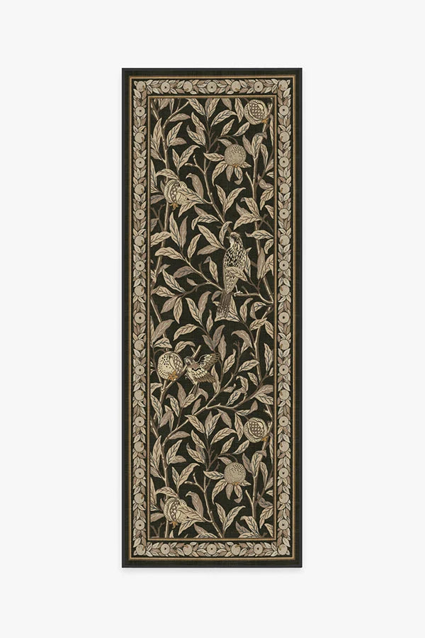 Bird & Pomegranate Soft Black Rug by Morris & Co.