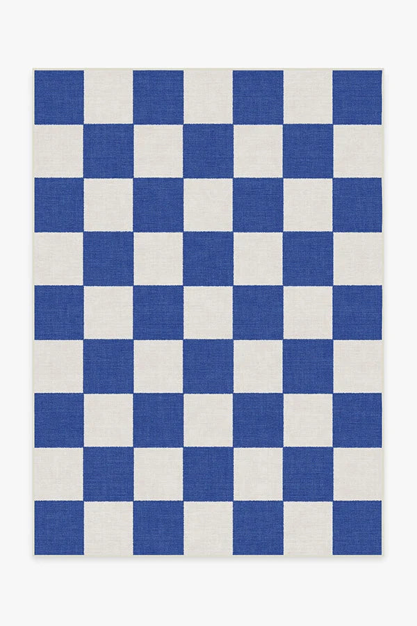 Jaque Checkered Blue Outdoor Rug