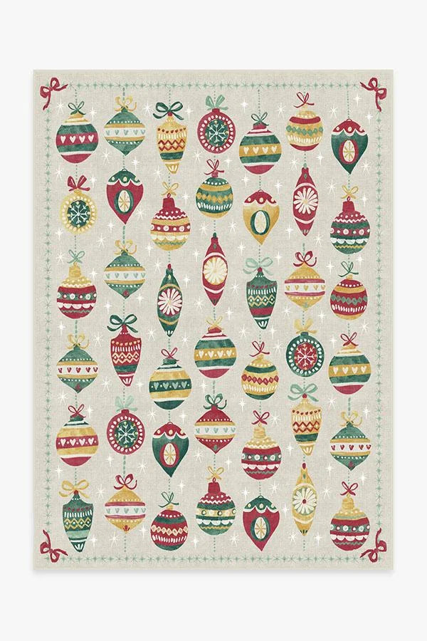Festive Garland Holiday Shortbread Flatwoven Rug
