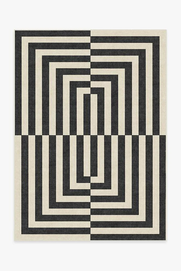 Op Art Charcoal Flatwoven Rug by Jonathan Adler
