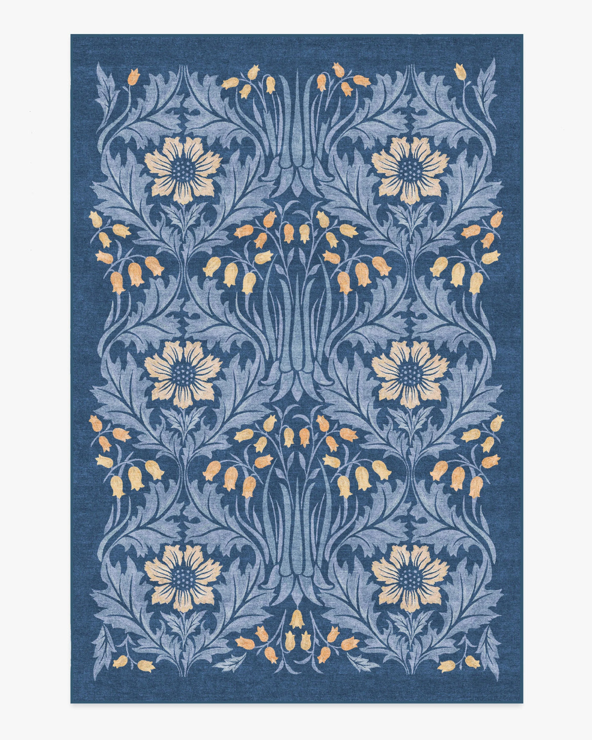 Woodbell & Anemone Navy Flatwoven Rug by Morris & Co.