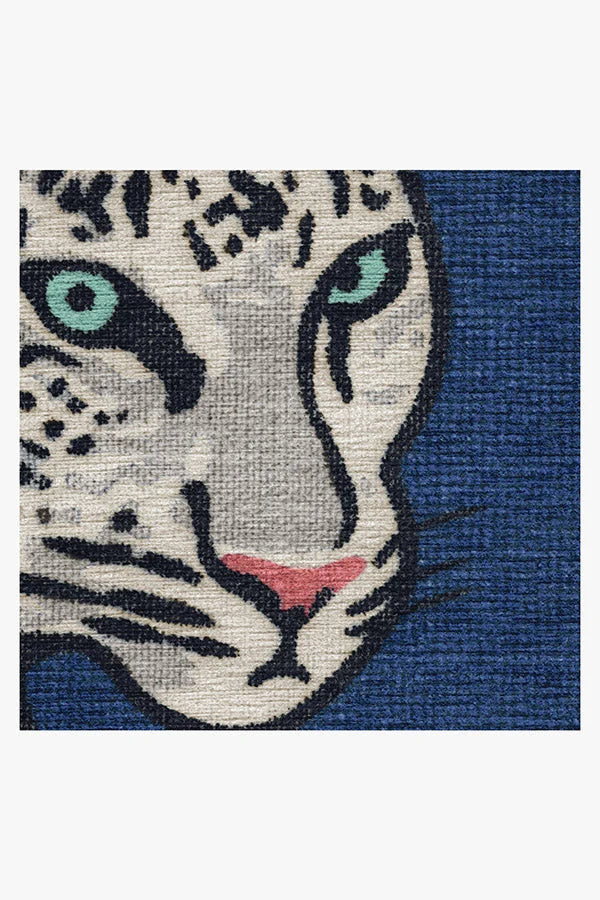 Snow Leopard Sapphire Flatwoven Rug by Jonathan Adler