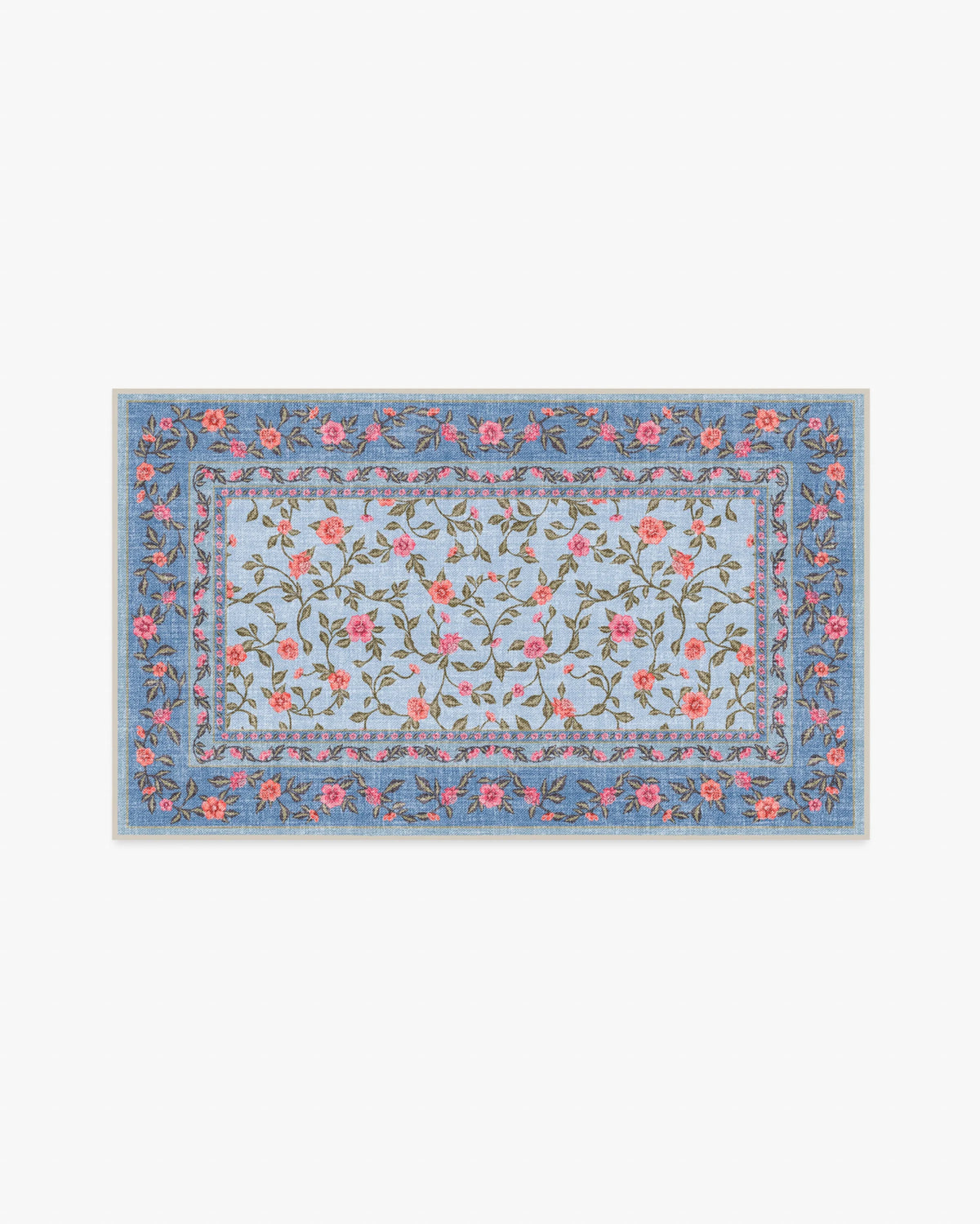 Della Soft Blue & Coral Outdoor Rug