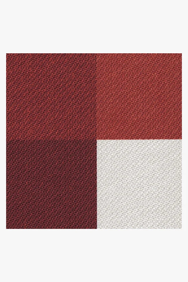 Gingham Plaid Red & White Outdoor Rug