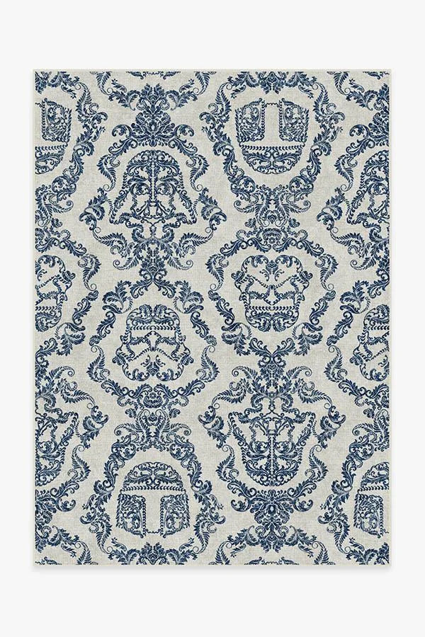 Dark Side Damask Delft Blue Flatwoven Rug