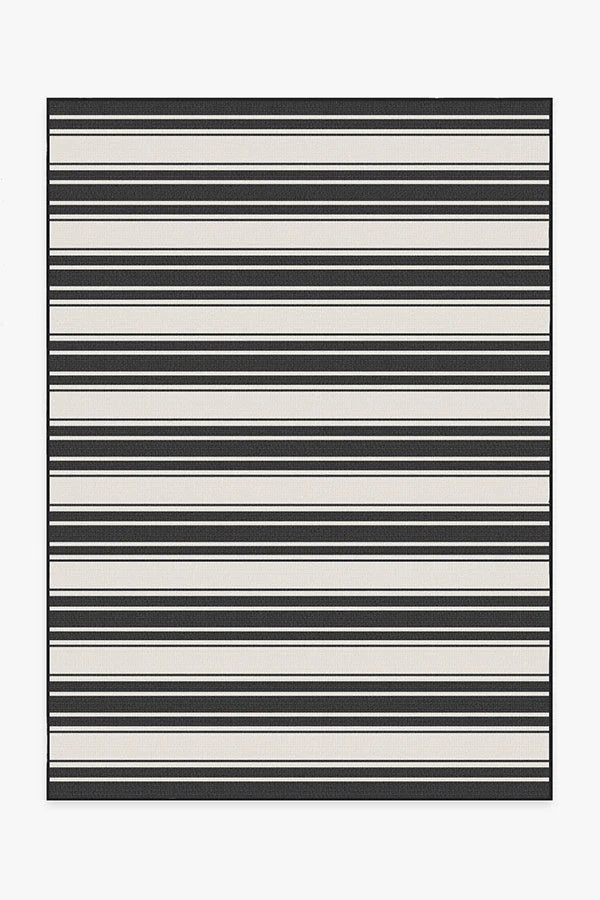 Marina Stripe Black Outdoor Rug