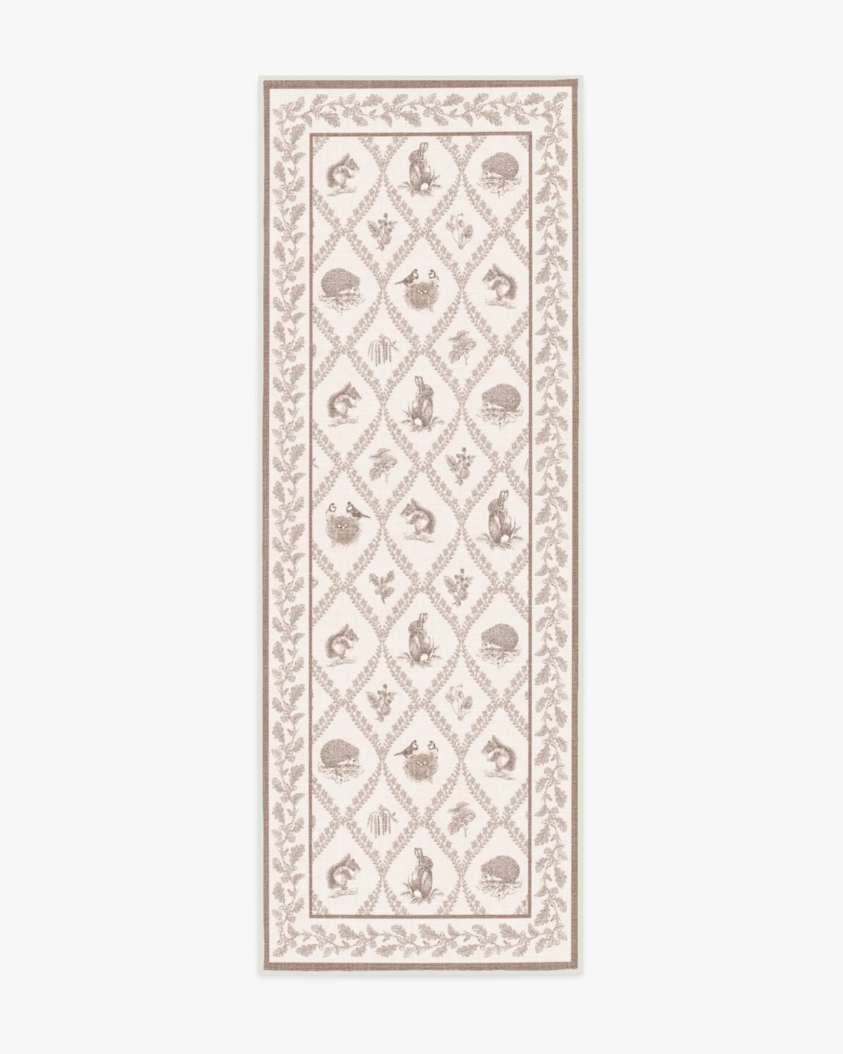 Squirrel & Hedgehog Fawn Flatwoven Rug by Sanderson