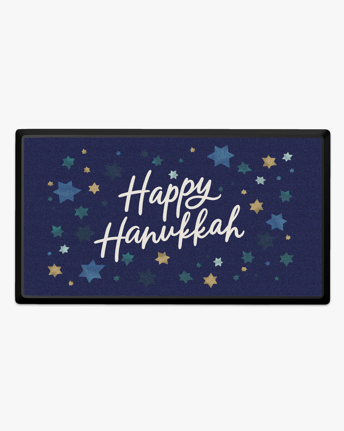 Happy Hanukkah Navy Large Doormat