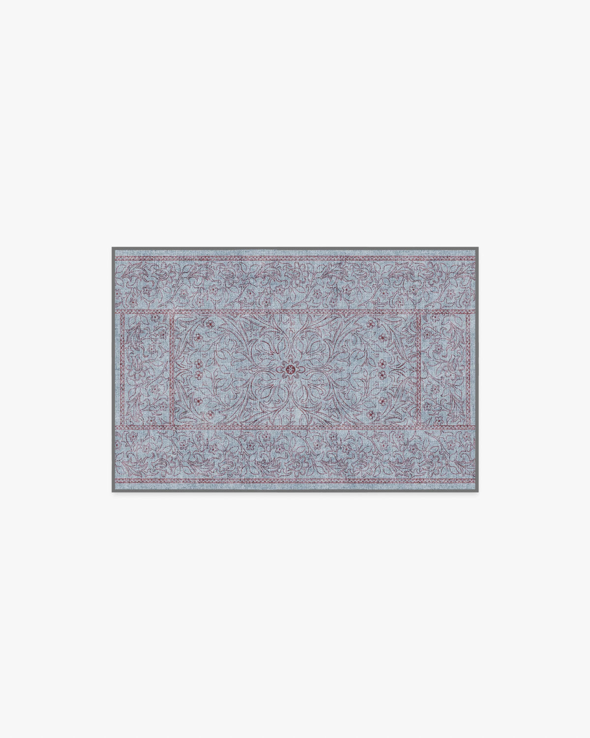 Walthamstow Slate Blue & Burgundy Flatwoven Rug by Morris & Co.