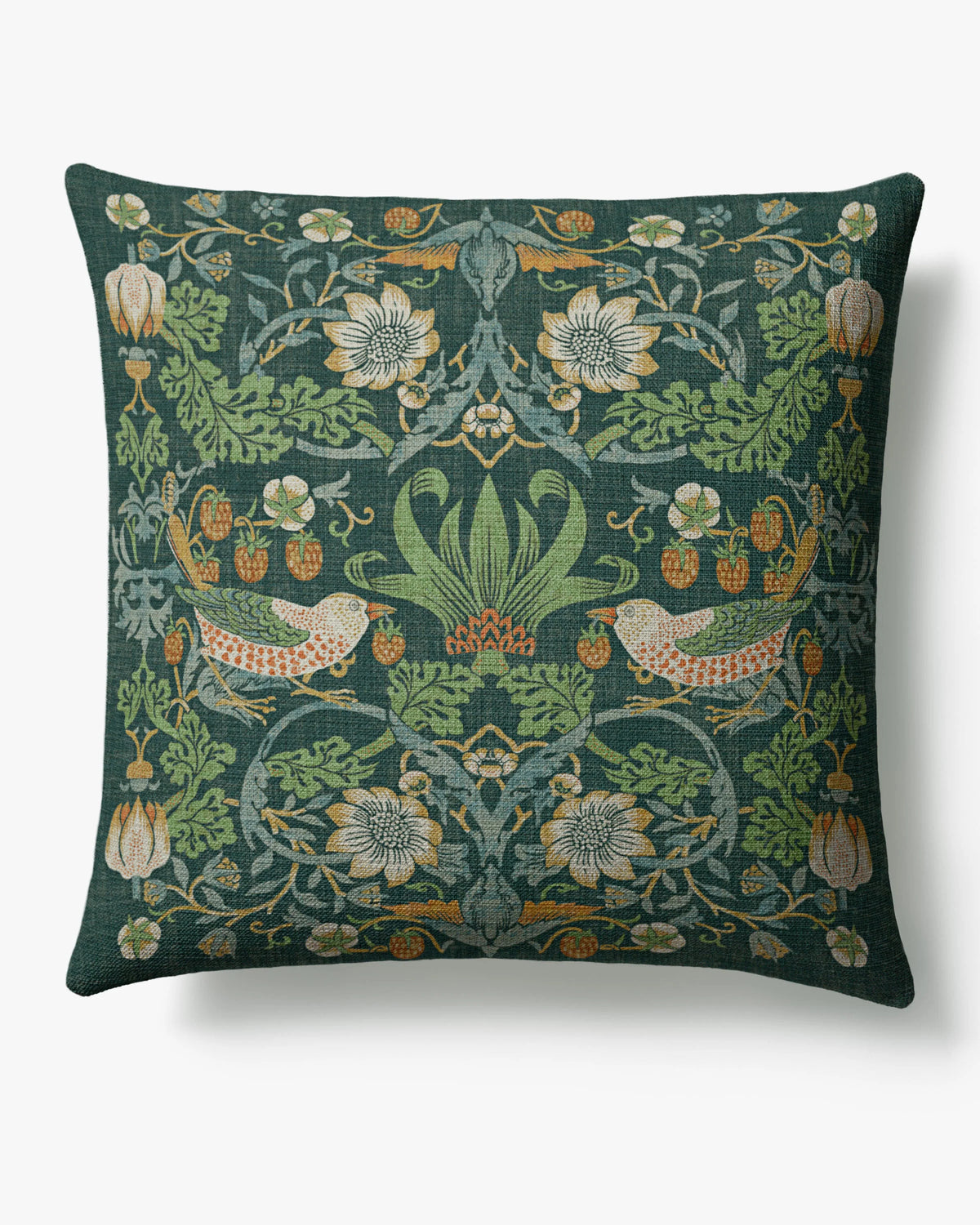 Strawberry Thief Slate Blue Woven Throw Pillow by Morris & Co.