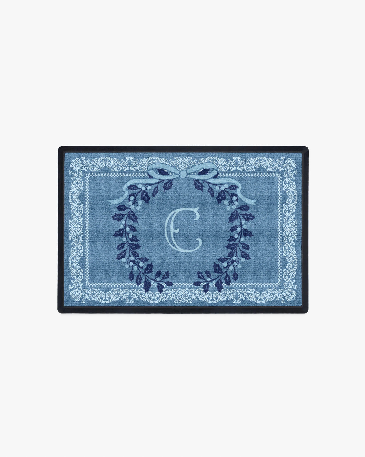 Winter Monogram Blue Doormat by The Hiltons