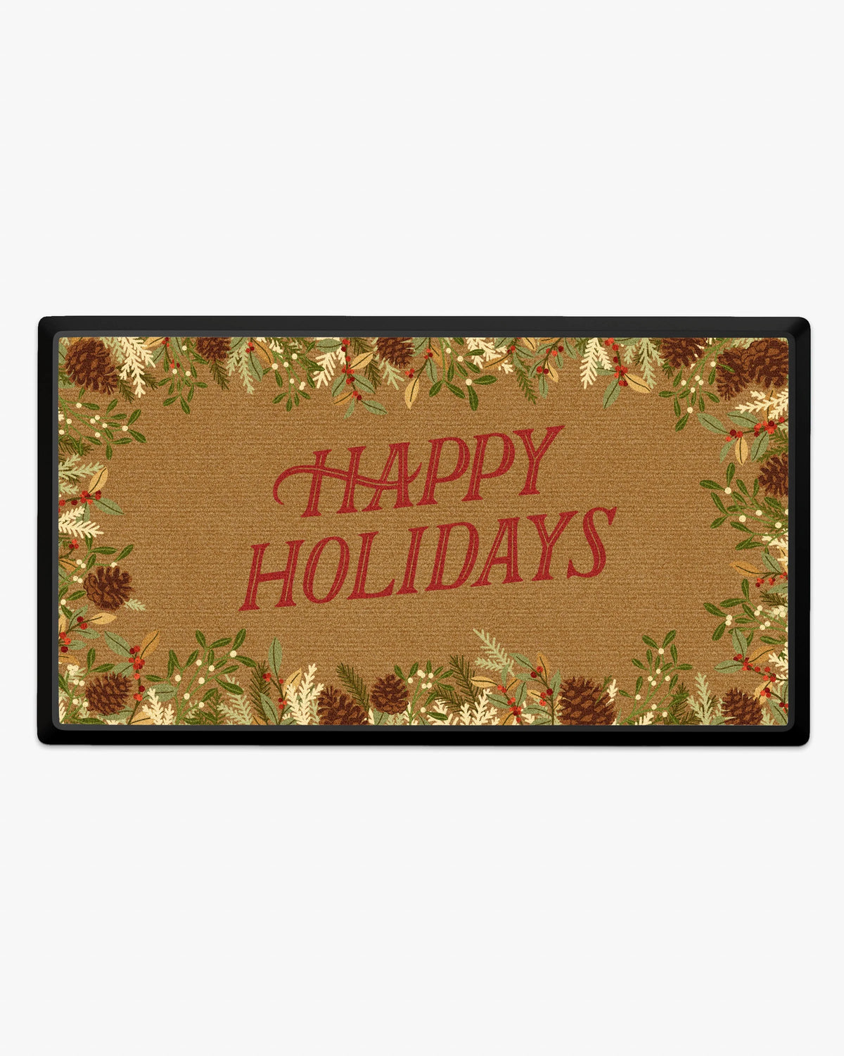 Happy Holidays Natural Large Doormat