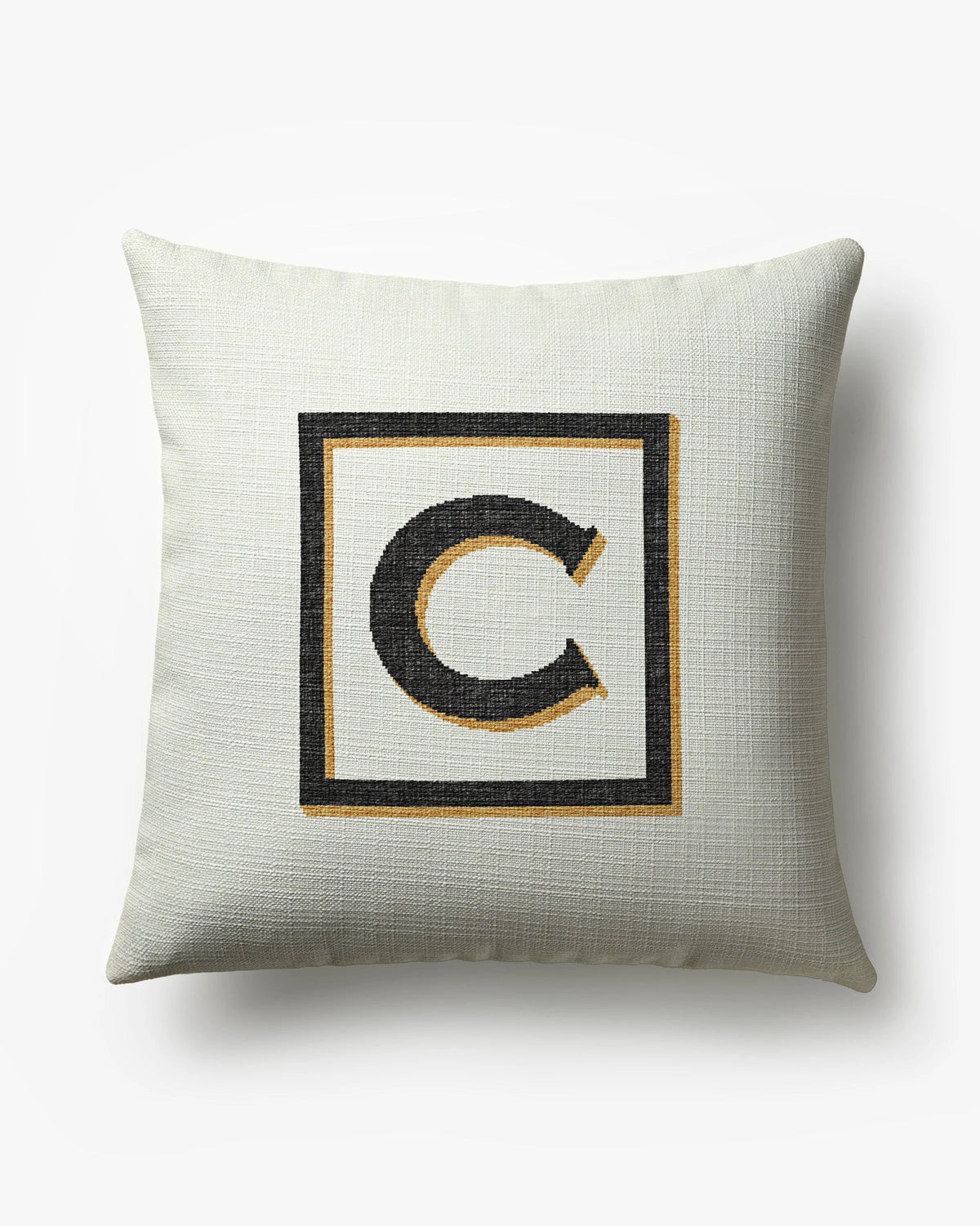 Classic Monogram Ivory Woven Throw Pillow, 20"x20" by Jonathan Adler
