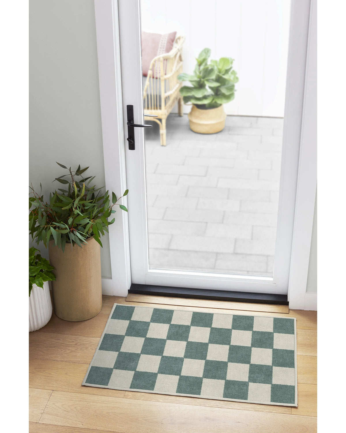 Jaque Checkered Slate Green Flatwoven Rug