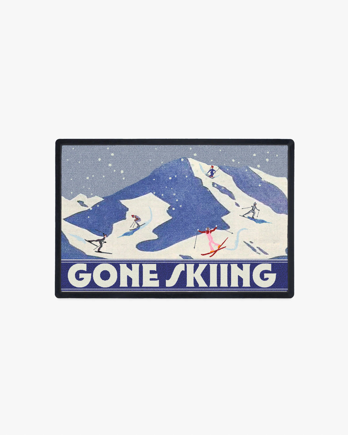 Gone Skiing Blue Doormat