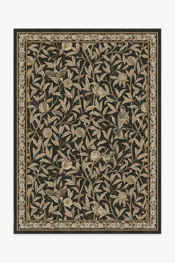 Bird & Pomegranate Soft Black Rug by Morris & Co.