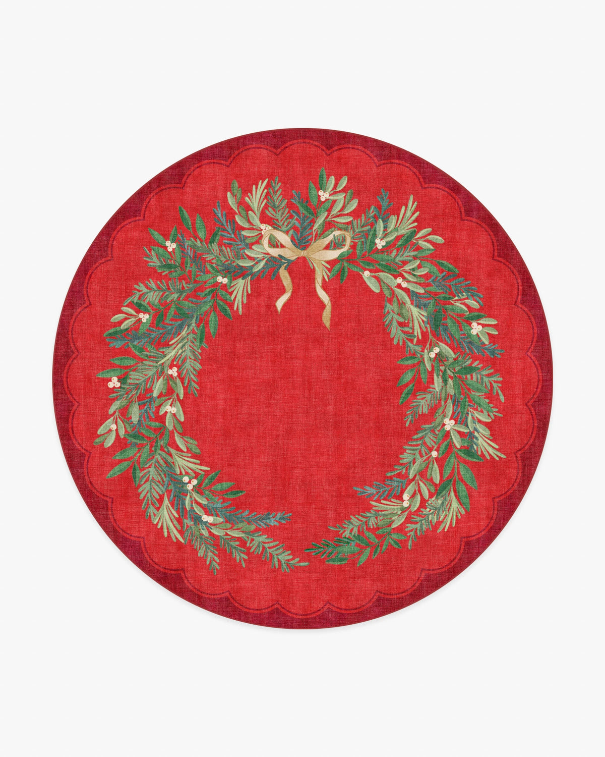 Holiday Wreath Red Rug by The Hiltons